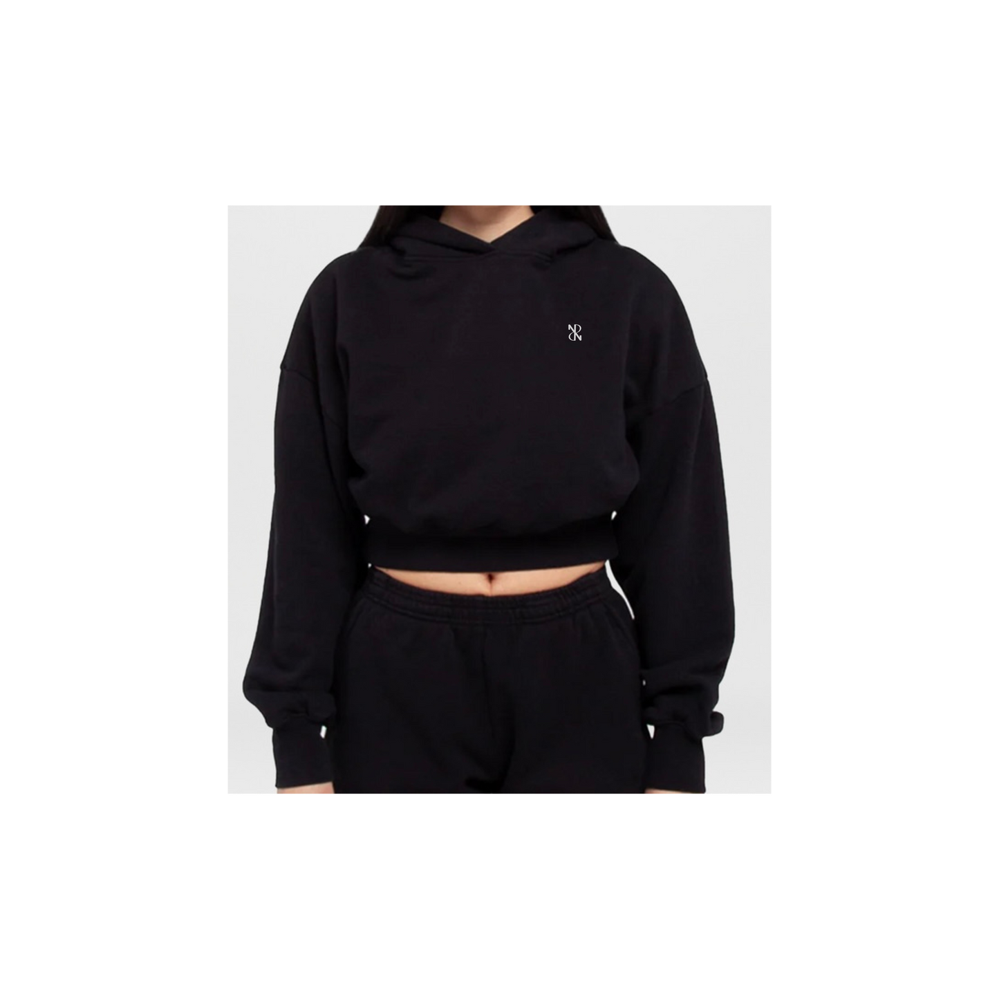 Signature Black Cropped Hoodie