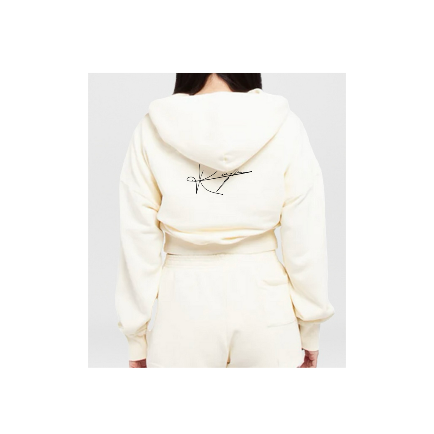 Basic Cream Cropped Hoodie