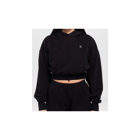 Basic Black Cropped Hoodie