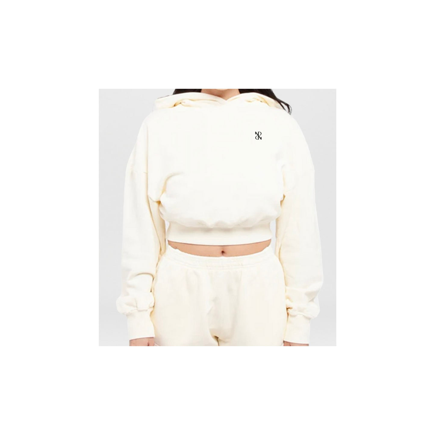 Basic Cream Cropped Hoodie