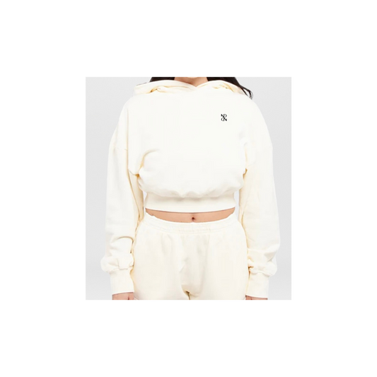 Basic Cream Cropped Hoodie