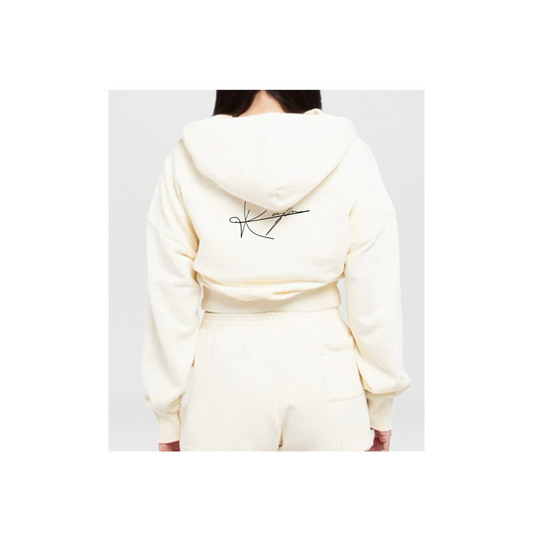 Signature Cream Cropped Hoodie